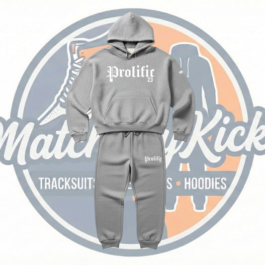 Men's Grey Hoodie Sweatsuit Joggers Tracksuit To Match Air Jordan 4 White Cement