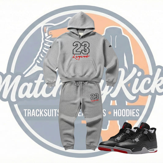 Men's Grey Sweatsuit Cotton Hoodie Joggers Tracksuit To Match Air Jordan 4 Bred Sportswear Sweatshirt Unisex