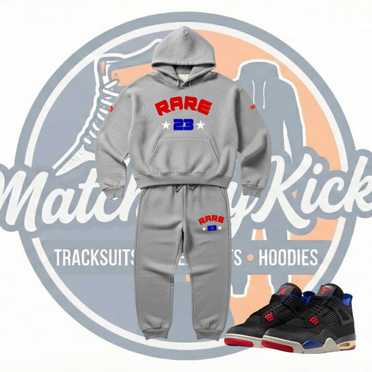 Men's Grey Tracksuit RARE 23 Sweatsuit Hoodie Joggers Set To Match Jordan 4 Rare