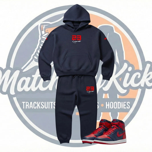 Men's Navy Blue Sweatsuit 23 Legend Hoodie Jogger To Match Air Jordan 1 Retro