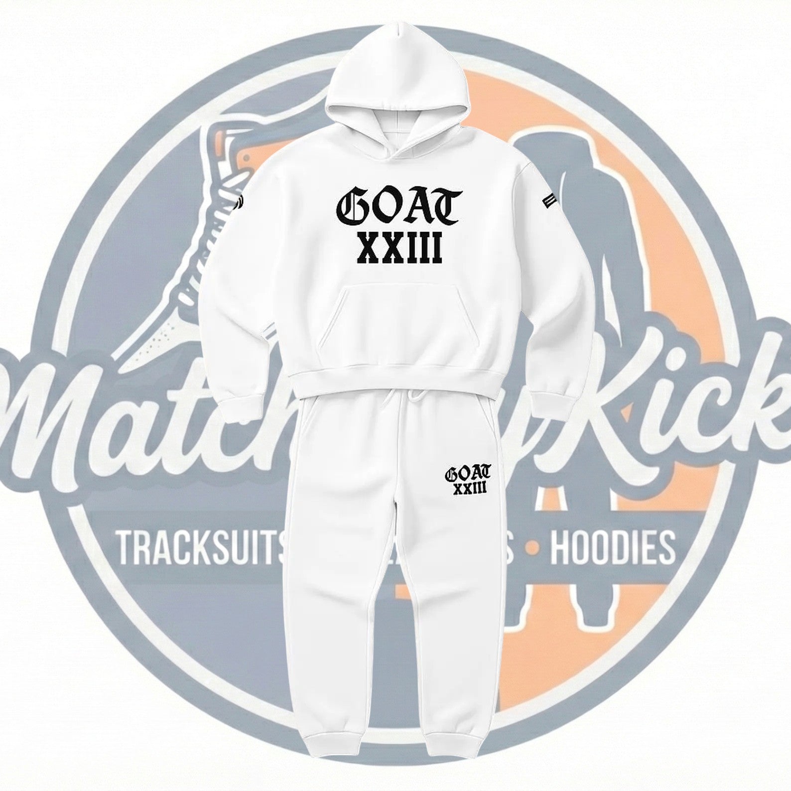 Men's White Tracksuit Hoodie Joggers Sweatsuit To Match Air Jordan 4 Black Cat
