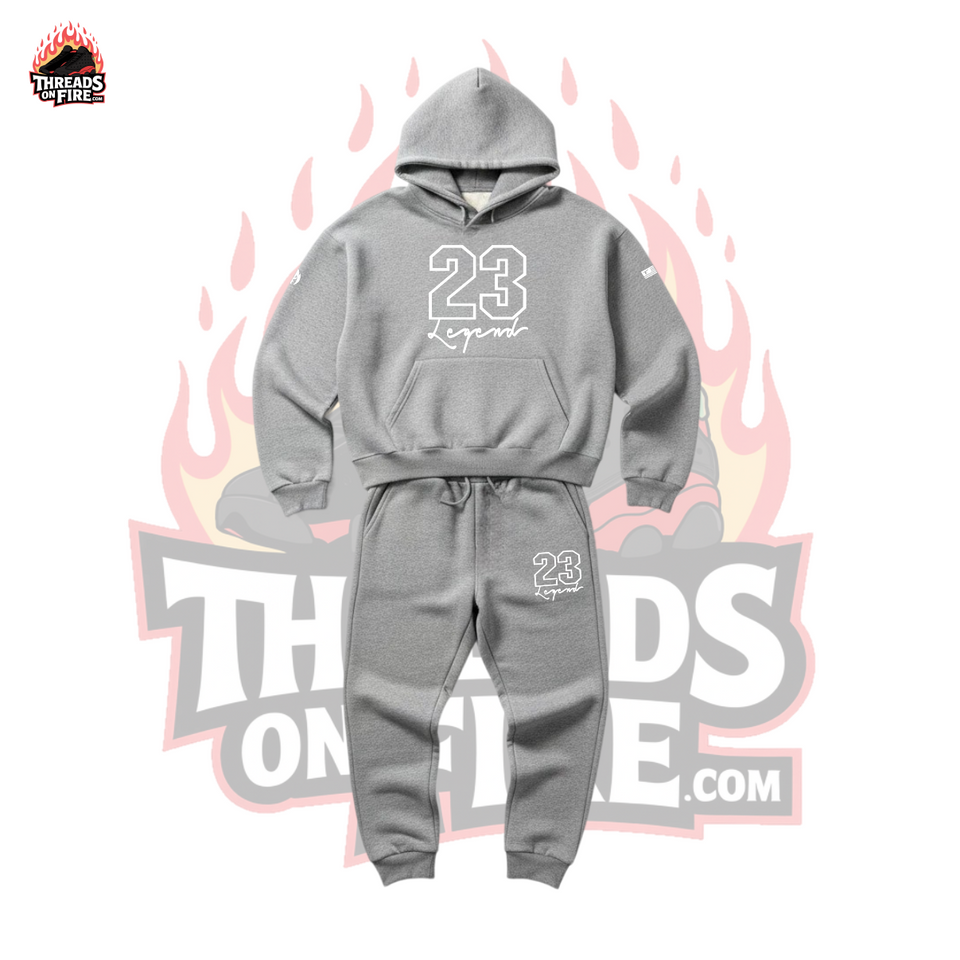 Men's '23 Legend' Grey Hoodie Joggers Sweatsuit 2pc Set | To Match Air Jordan 10 Steel 2025