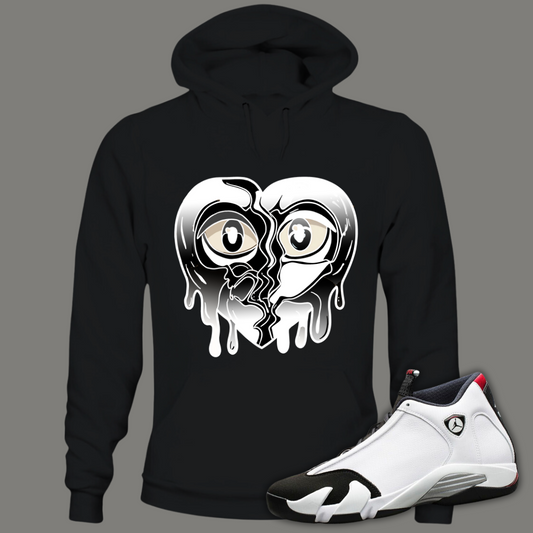 Crying Heart B Hoodie Match Air Jordan 14 "Black Toe"