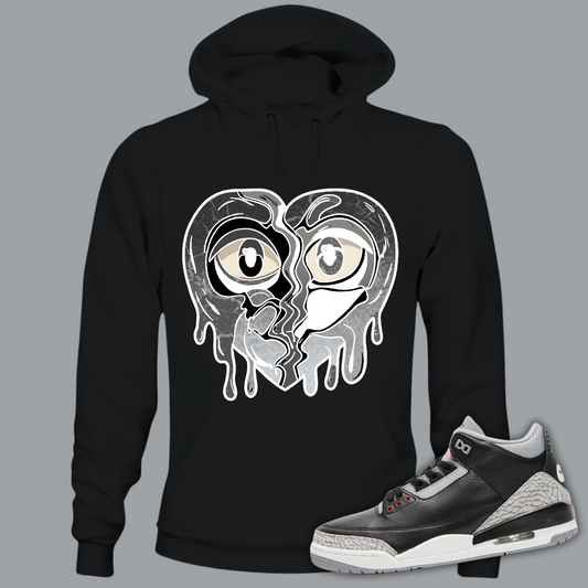 Crying Heart B Hoodie Match Air Jordan 3 “Black Cement”