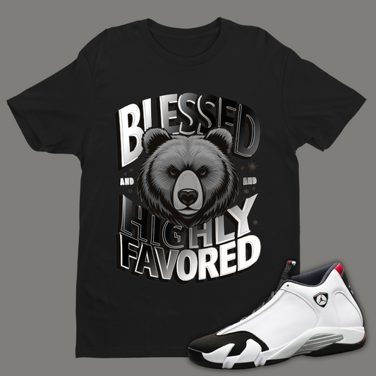 Blessed And Highly Favored B Tee Match Air Jordan 14 "Black Toe"