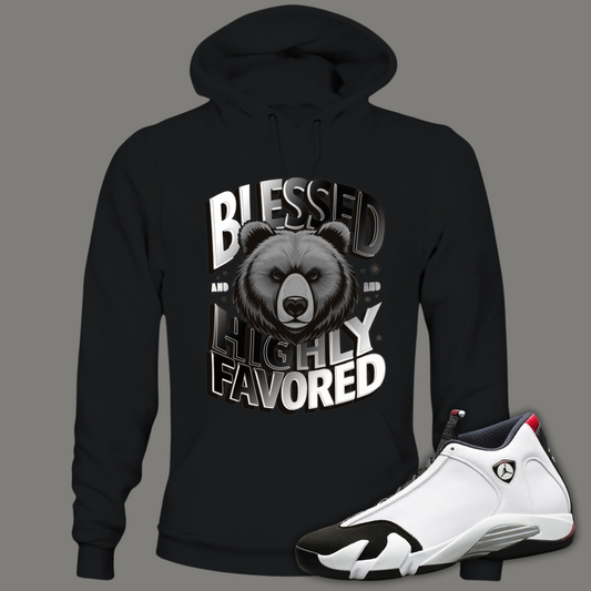 Blessed And Highly Favored B Hoodie Match Air Jordan 14 "Black Toe"