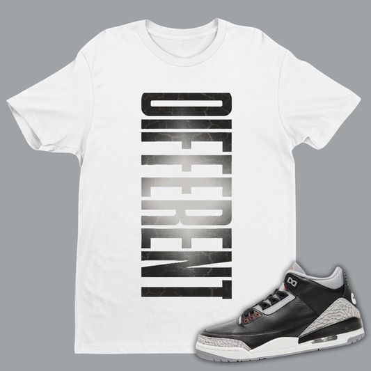 Different W Tee Match Air Jordan 3 “Black Cement”