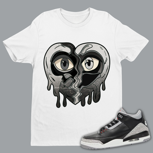 Crying Heart W Tee Match Air Jordan 3 “Black Cement”