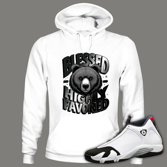 Blessed And Highly Favored W Hoodie Match Air Jordan 14 "Black Toe"