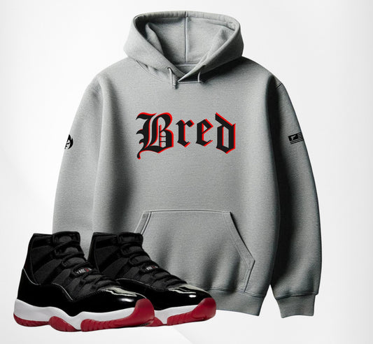 Men's Grey Hoodie BRED To Match Air Jordan 11 Bred