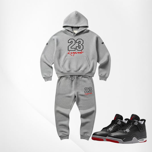 Men's Grey Sweatsuit Cotton Hoodie Joggers Tracksuit To Match Air Jordan 4 Bred Sportswear Sweatshirt Unisex