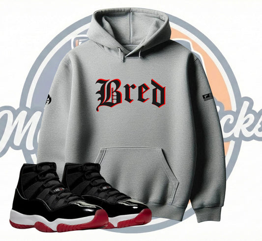 Men's Grey Hoodie BRED To Match Air Jordan 11 Bred