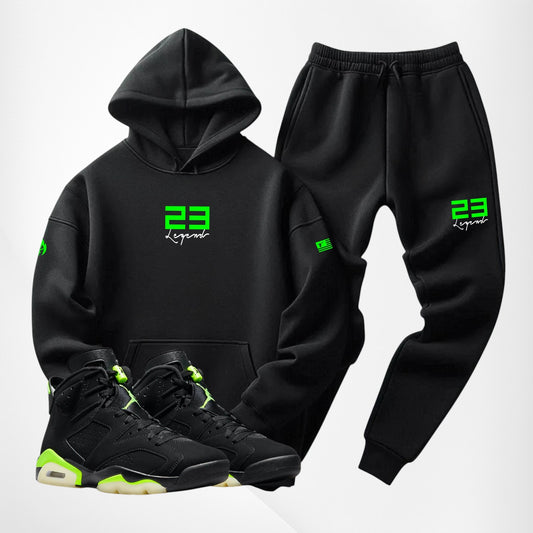 Black Green Sweatsuit 23 Hoodie Joggers To Match Air Jordan 6 Electric Men's MMK